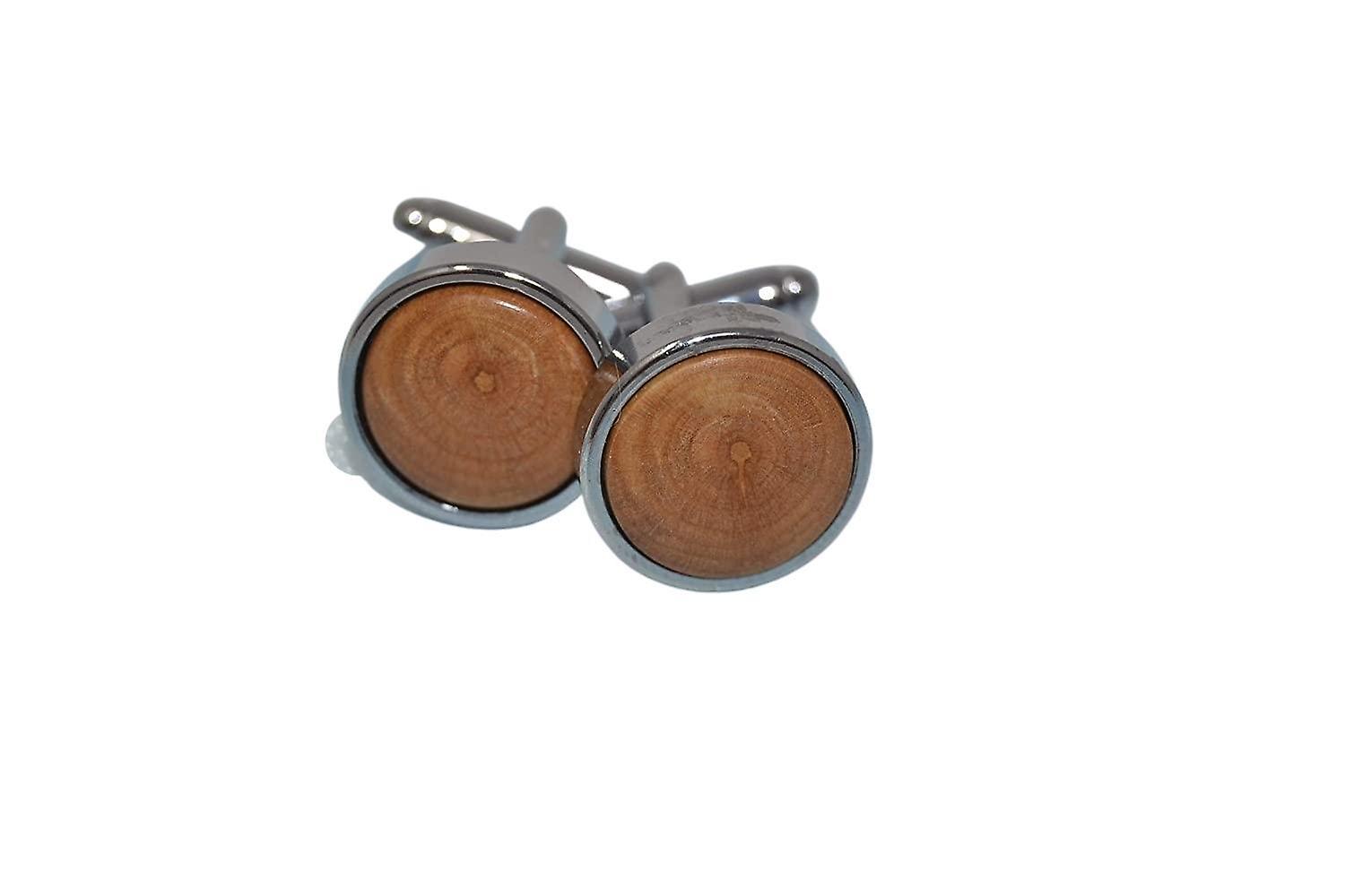 Wooden Cufflinks Wild Cherry Handmade 1.6 cm