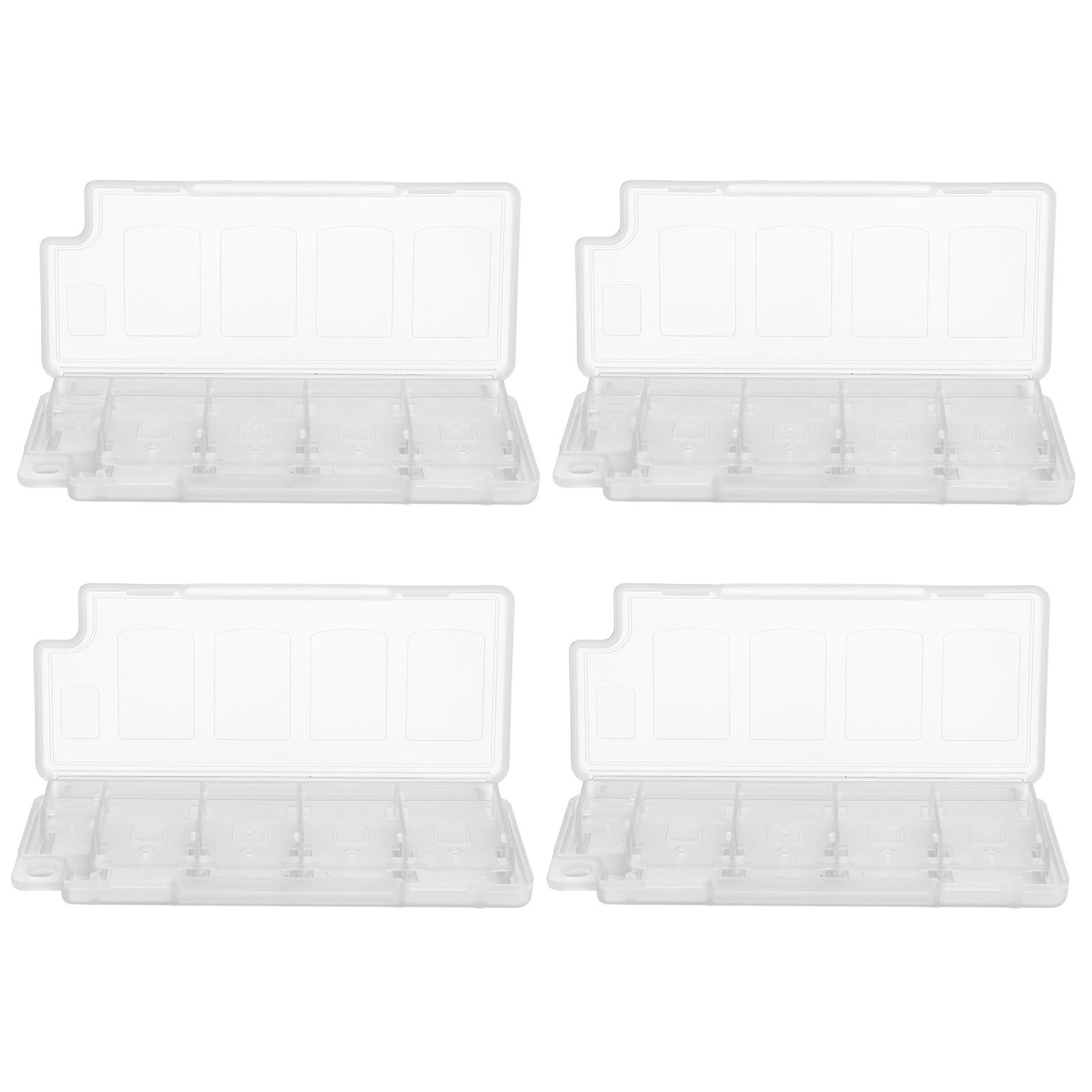 Compact 4Pcs Game Card Case for Nintendo Switch - Holds 8 Game & 2 Memory Cards, White