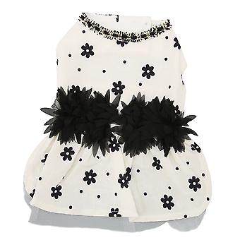 Haustier Hundekleid weiches bequemes atmungsaktives schwarzes florales Haustier Prinzessin Kleid für kleine Haustiere Beige L