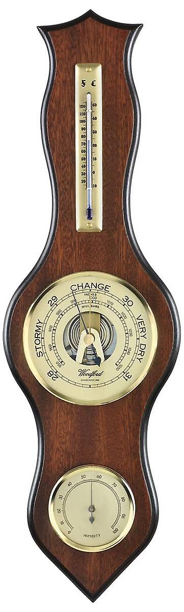 Woodford Veneered Barometer and Thermometer - Brown/Bronze