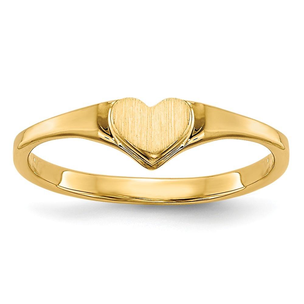 14k Yellow Gold Solid Love Heart Ring Size 3 Statement-Ring - .7 Grams