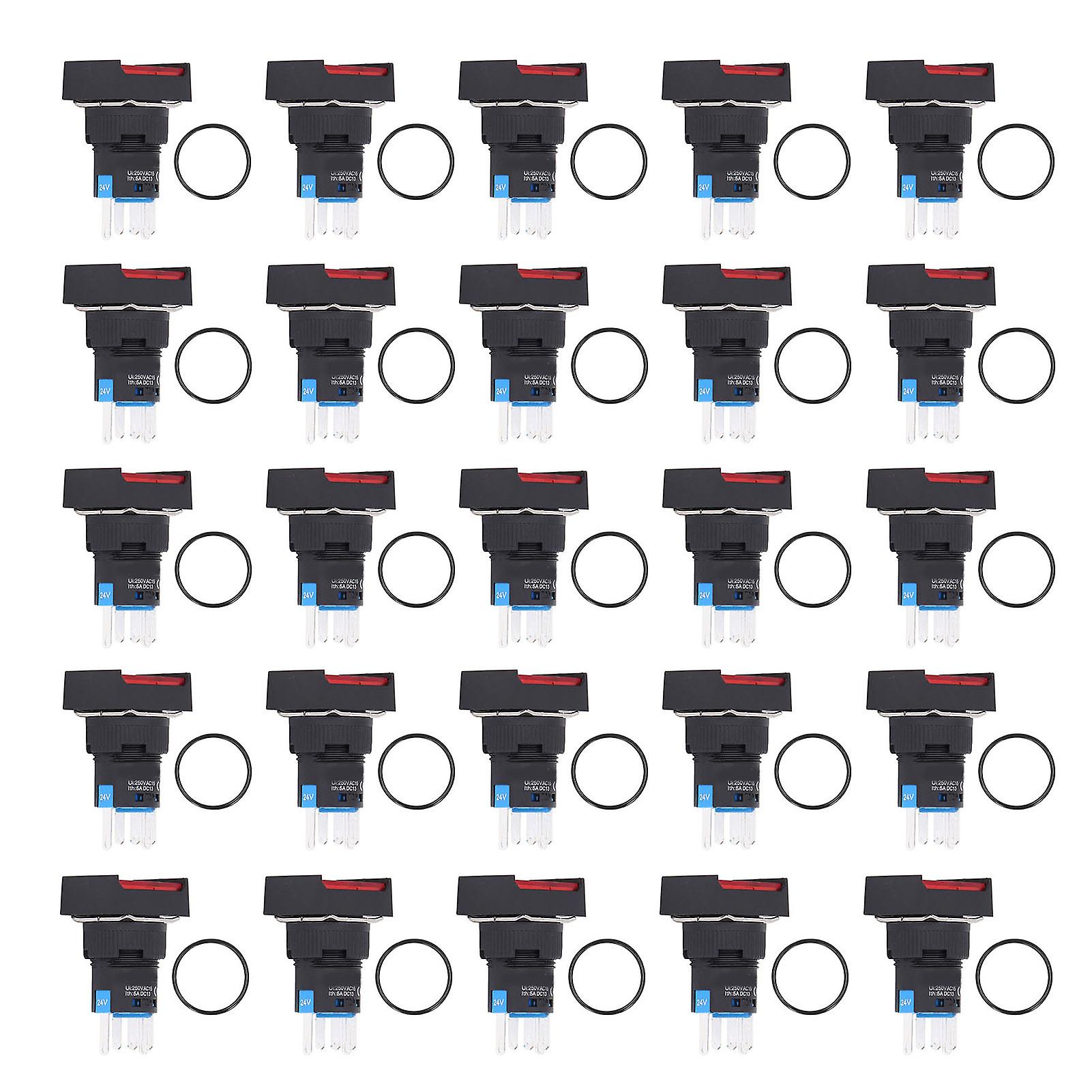 Button switch self-locking, with 24V red light