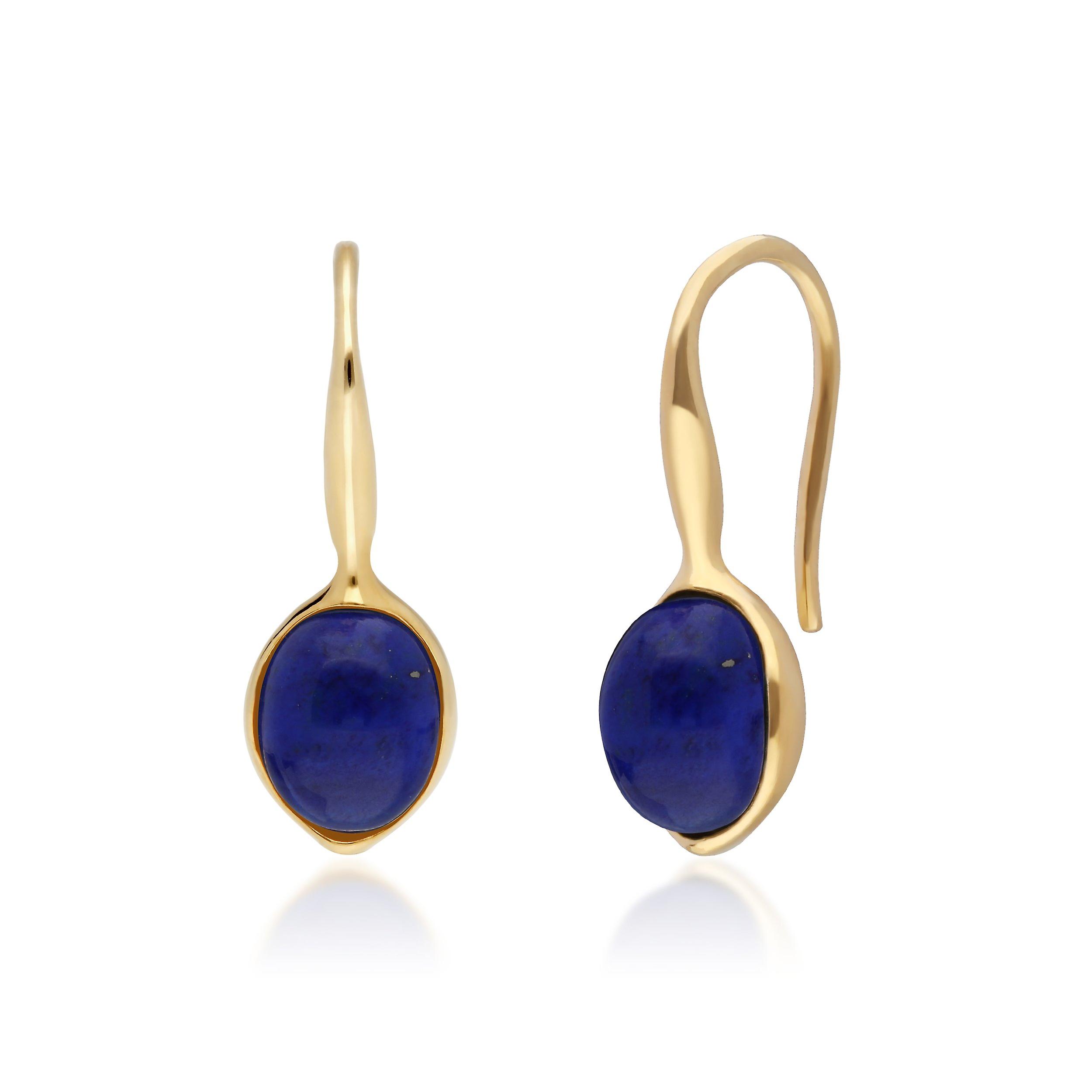 Irregular B Gem Lapis Lazuli Drop Earrings in Yellow Gold Plated Sterling Silver 270E027003925