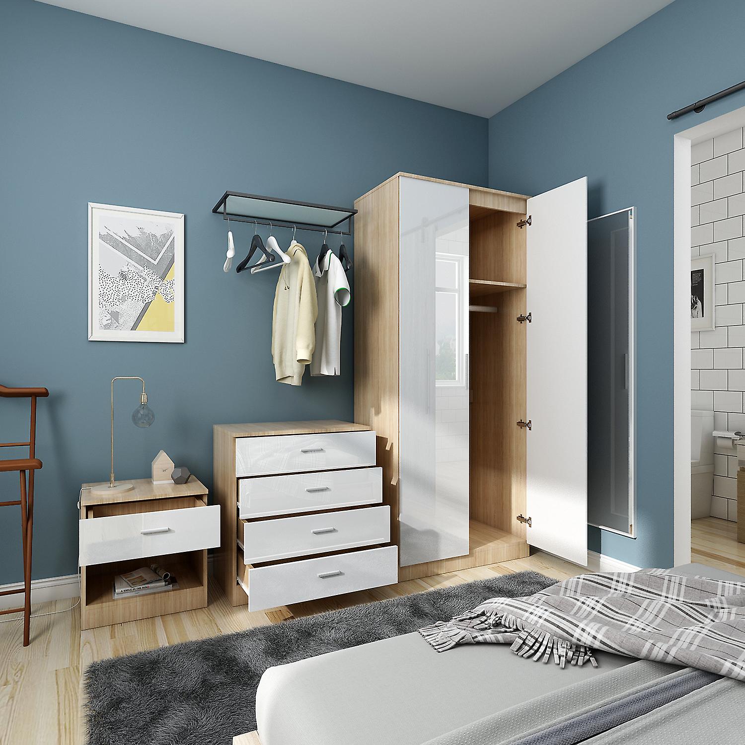 ELEGANT 3 Piece Bedroom Wardrobe Sets with Mirror