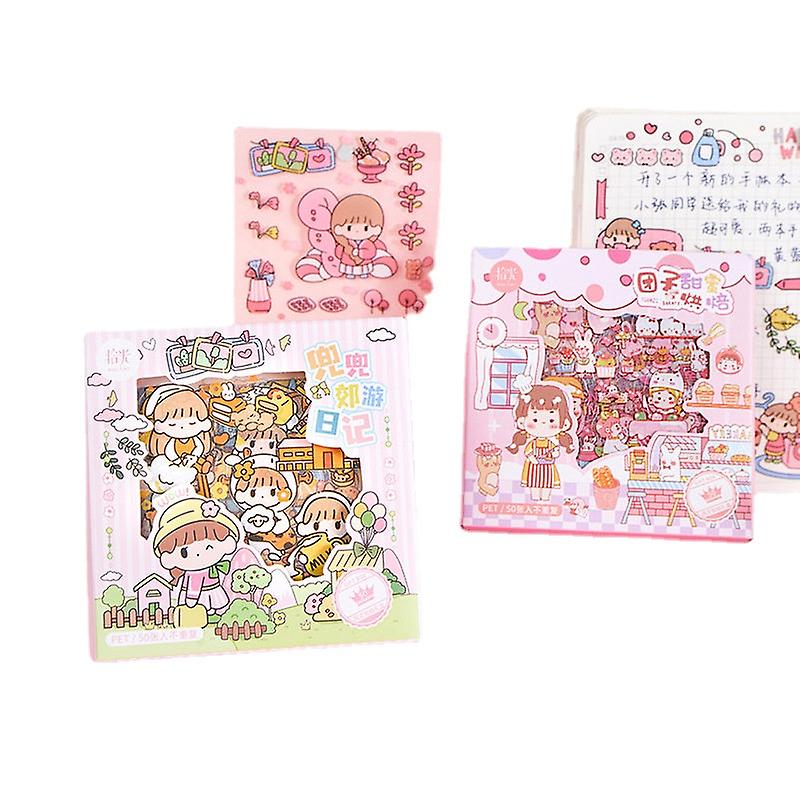 50 قطعة ملصق حزمة لطيف كتيب مجلة فتاة DIY المواد الأساسية