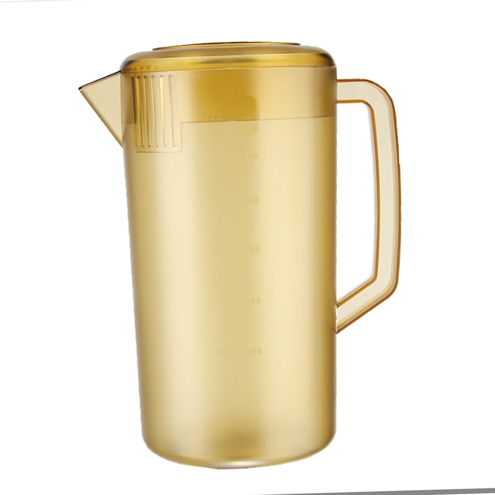 Water Pitcher PC Plastic High Temperature Resistance Frosted Kettle Mix Drinks Water Jug with Scale and Lid for Lemonade Beverage Ice Tea Dark Brown