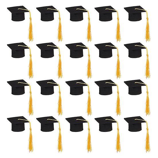 20Pcs Felt Mini Graduation Bachelor Hat with Tassels Celebrations Graduation Wine Bottle Topper Graduation Party Supplies