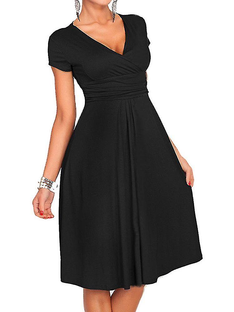 Rochia pentru femei cu mânecă scurtă în V-gât