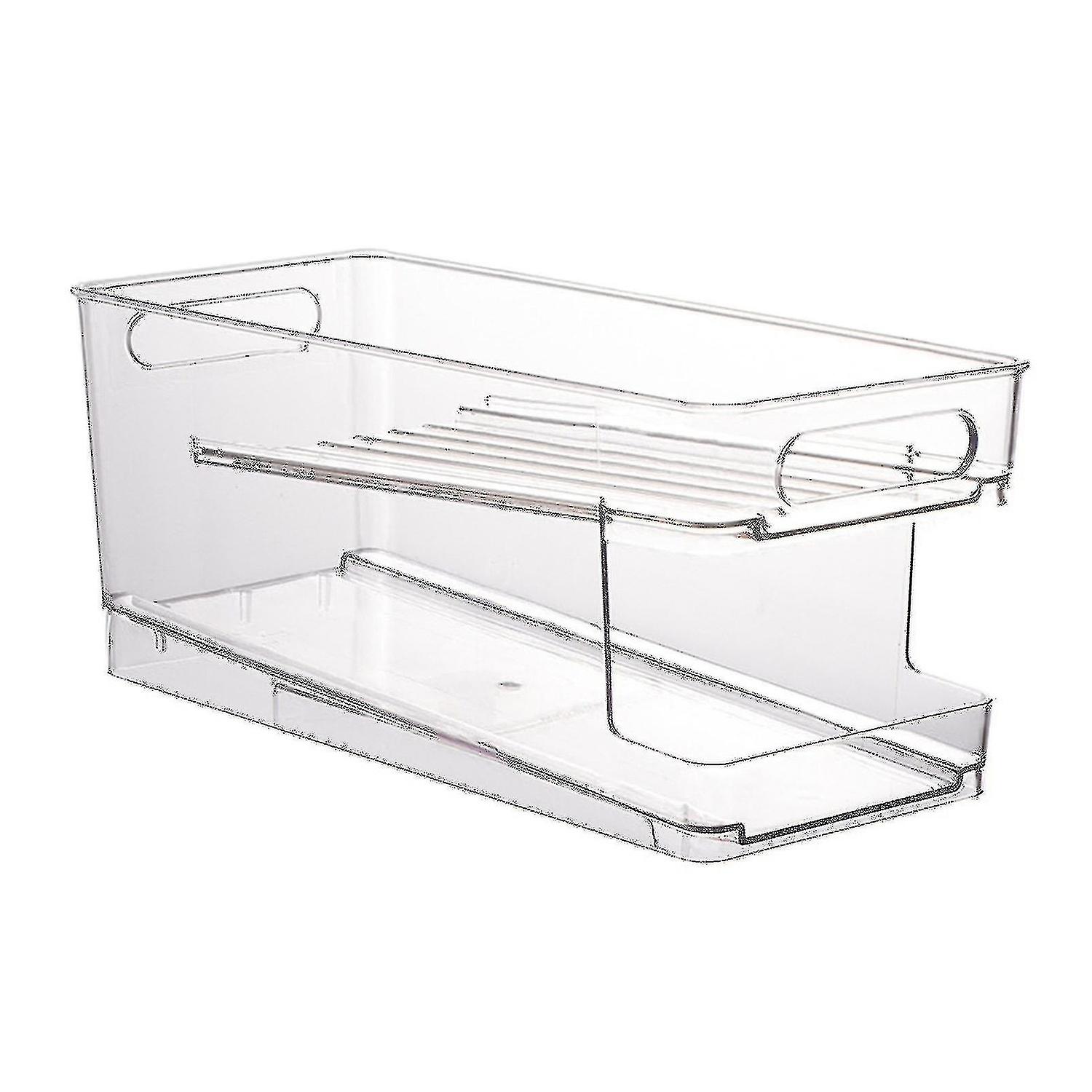 Refrigerator rack double layer large capacity plastic beer can refrigerator rack for home use