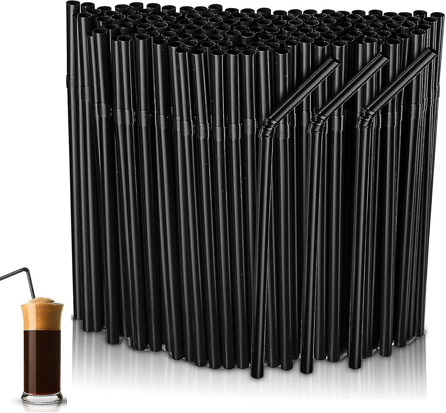 600 Pcs Plastic Straws, Black Reusable Straws For Drinks From Bar Party Home, 22 Cm (calibre 6 Mm)