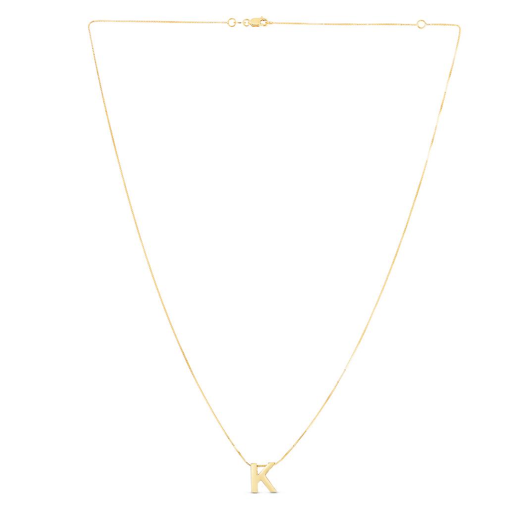 Or jaune 14 carats poli lettre nom personnalisé monogramme initiale k collier avec fermoir mousqueton 18 pouces pendentif-necklac