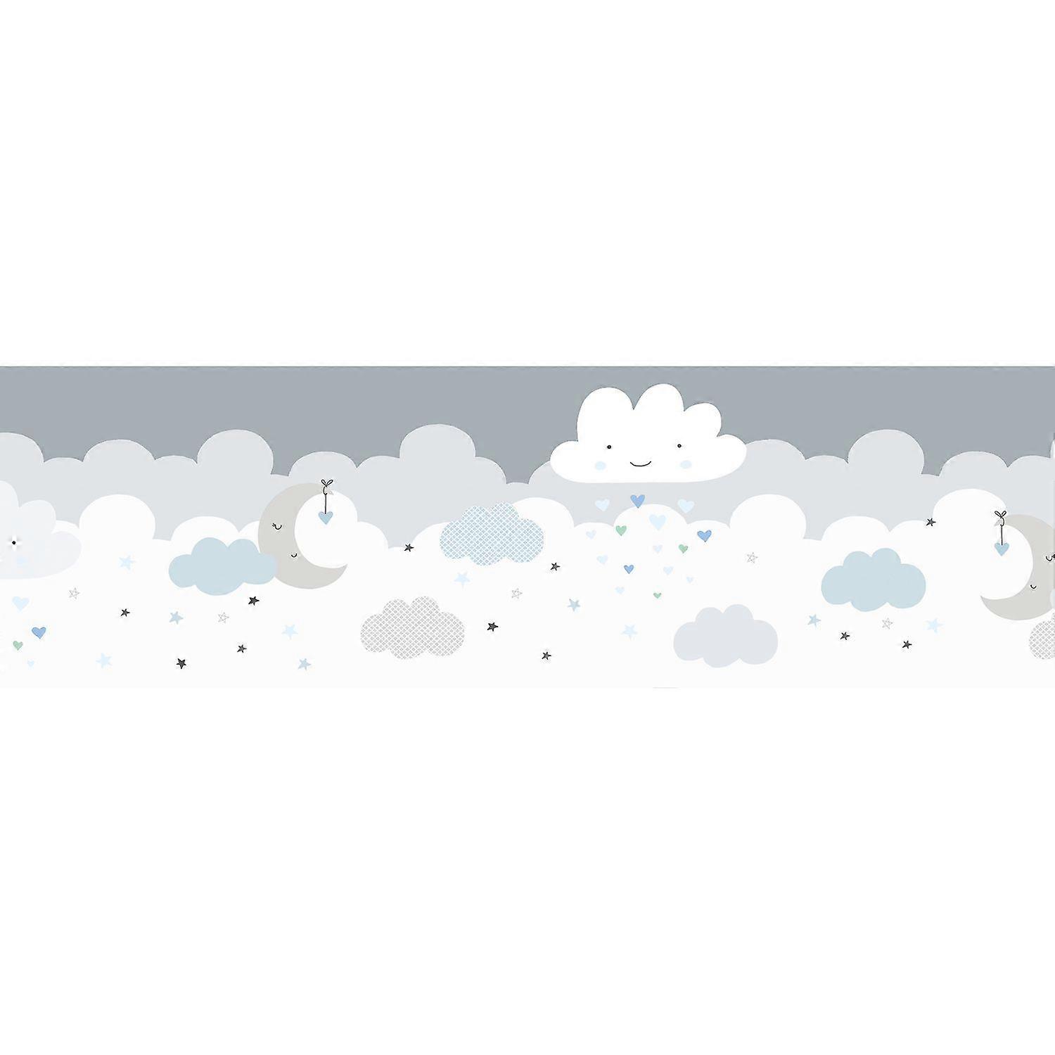 Graphic wallpaper wall Profhome 403744-GU self-adhesive border slightly textured with graphical pattern matt grey blue white