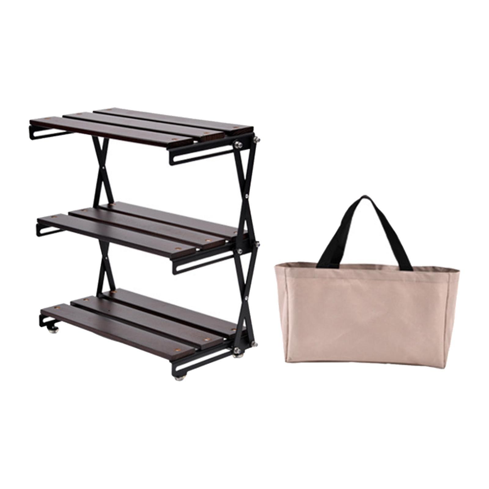 Camping Folding Storage Rack Foldable Plant Display Shelf for Barbecues Home Type A