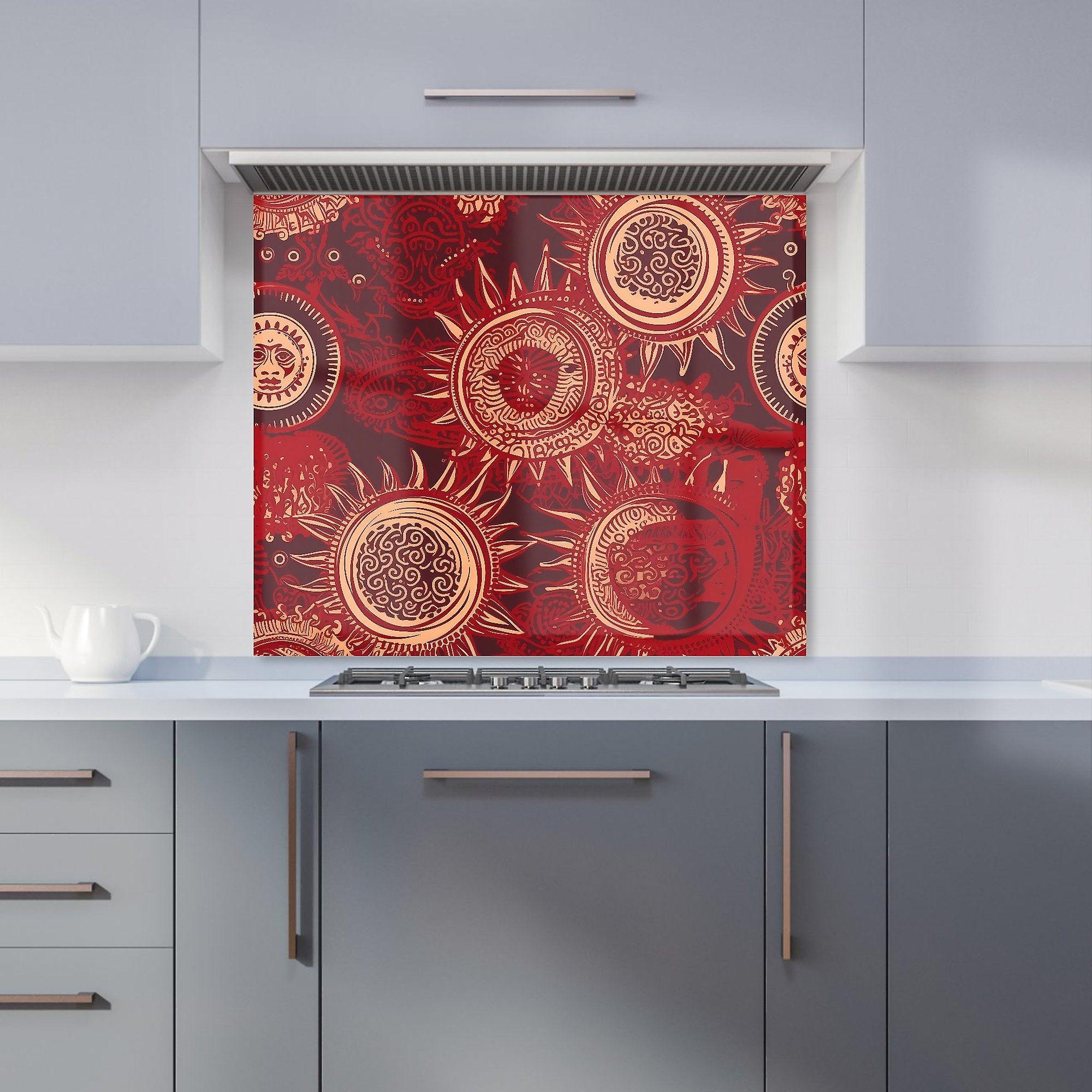 Abstract Red Moon And Sun Kitchen Splashback