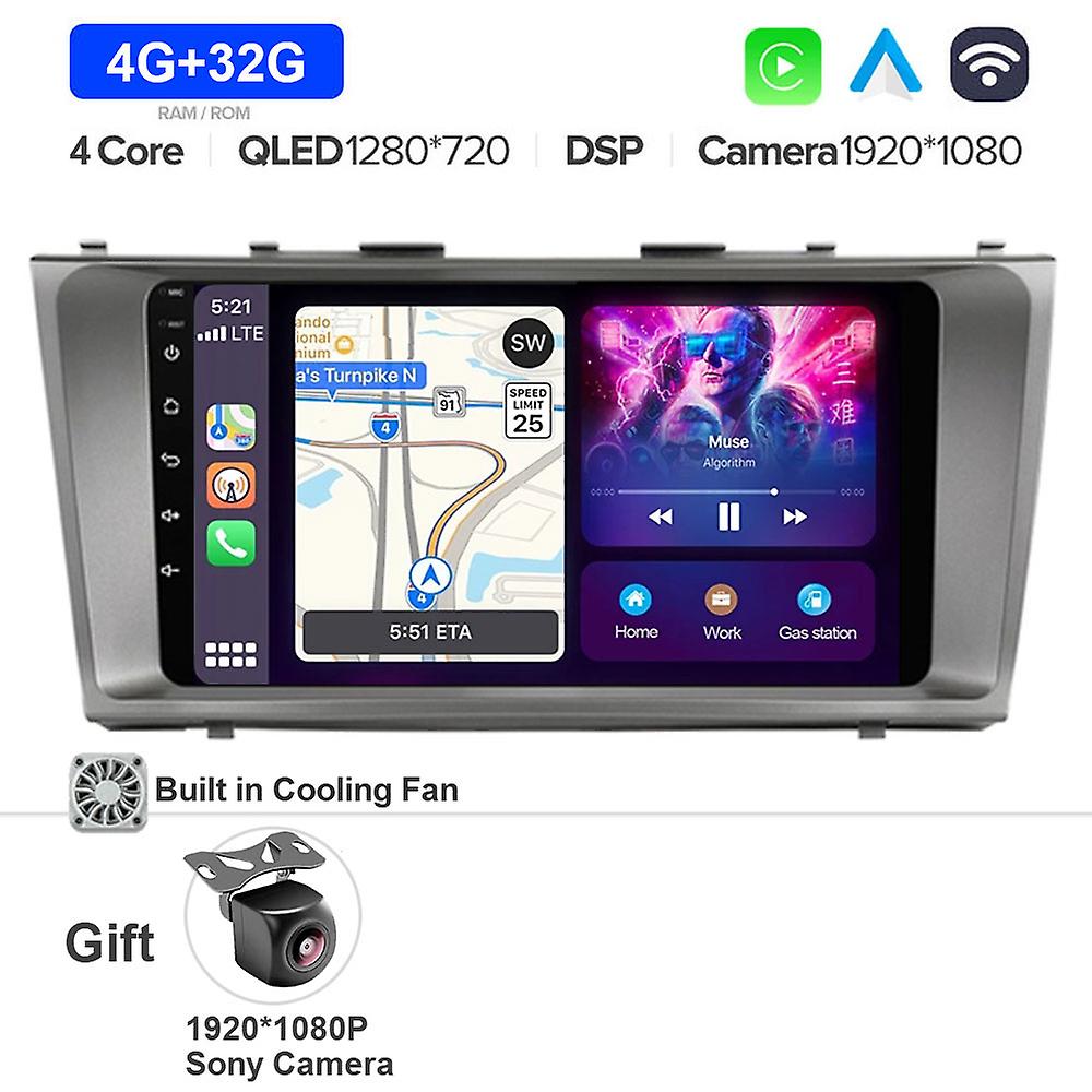9" Android 13 Car Radio Multimedia Video Player For Toyota Camry 2007 - 2011 Navigation Gps Head Unit Carplay Stereo Speakers