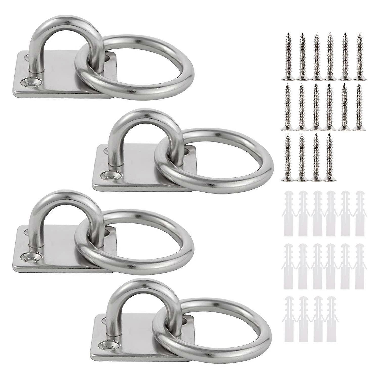 4 PCS M6 Eyelet Plate with Ring 304 Stainless Steel Heavy Duty Ceiling Hook 70kg Capacity Wall Mount Hooks for Sandbag SwingsNote: The data are all ma