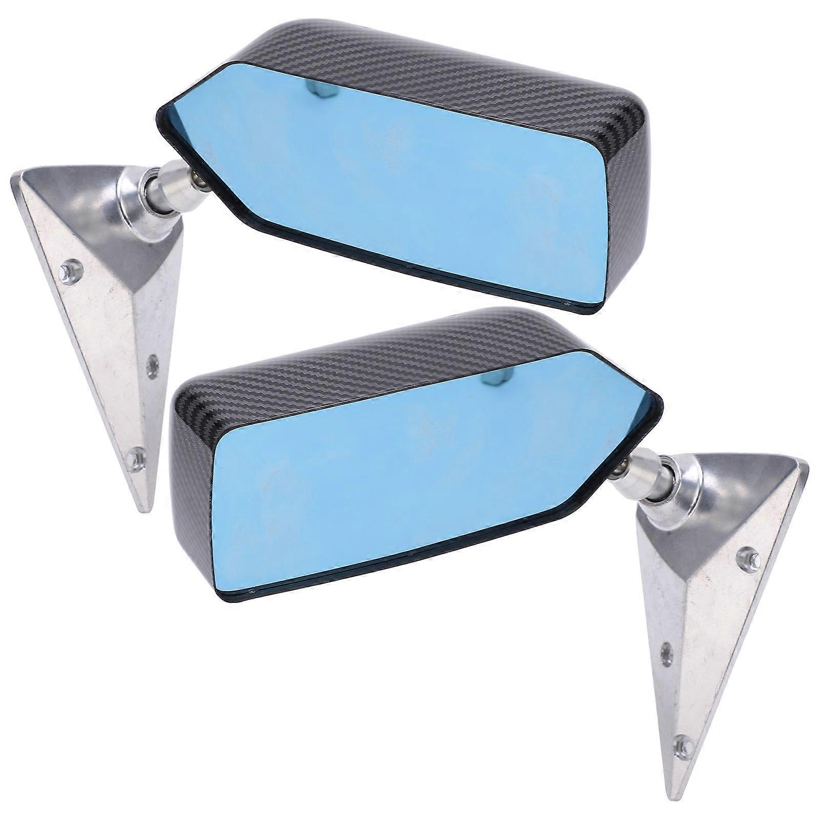 Pair Car Universal Side Mirror Adjustable for Carbon Fiber Style Retro Waterpfoof UV Protection E2U511
