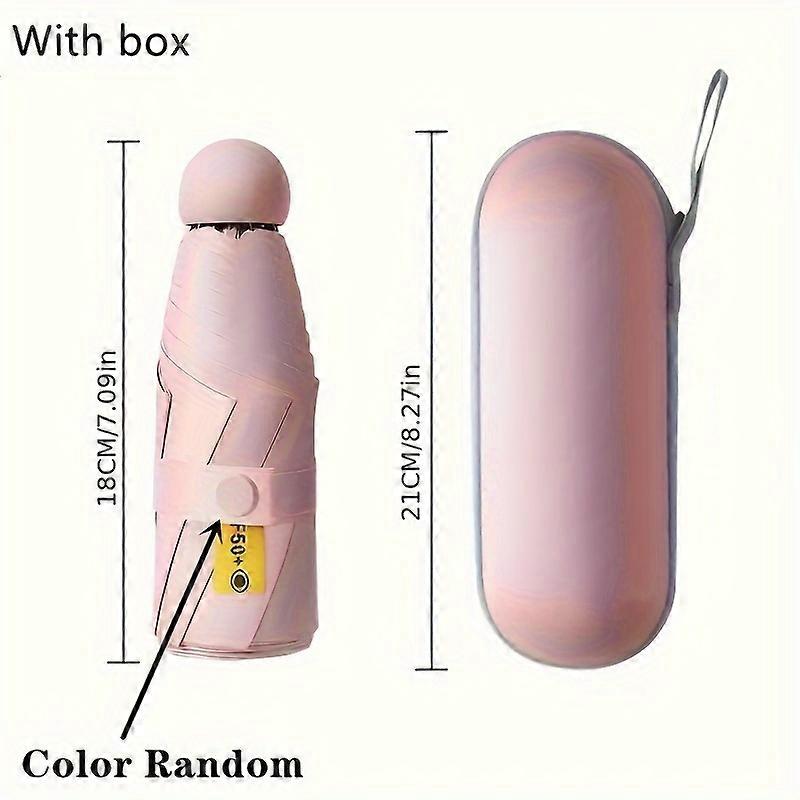 Mini Solid Colour Waterproof Umbrella With Capsule Shaped Container, Casual Durable Compact Umbrella For Men's & Women's Outdoor Activities