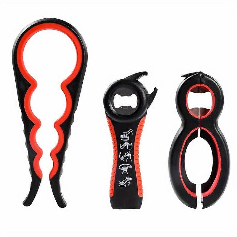 3-Piece Weak Hands Bottle & Jar Opener Set - Enhanced Grip, Arthritis-Friendly, 6-in-1 & 5-in-1 Design, Durable Kitchen Accessories, Ideal for Parties
