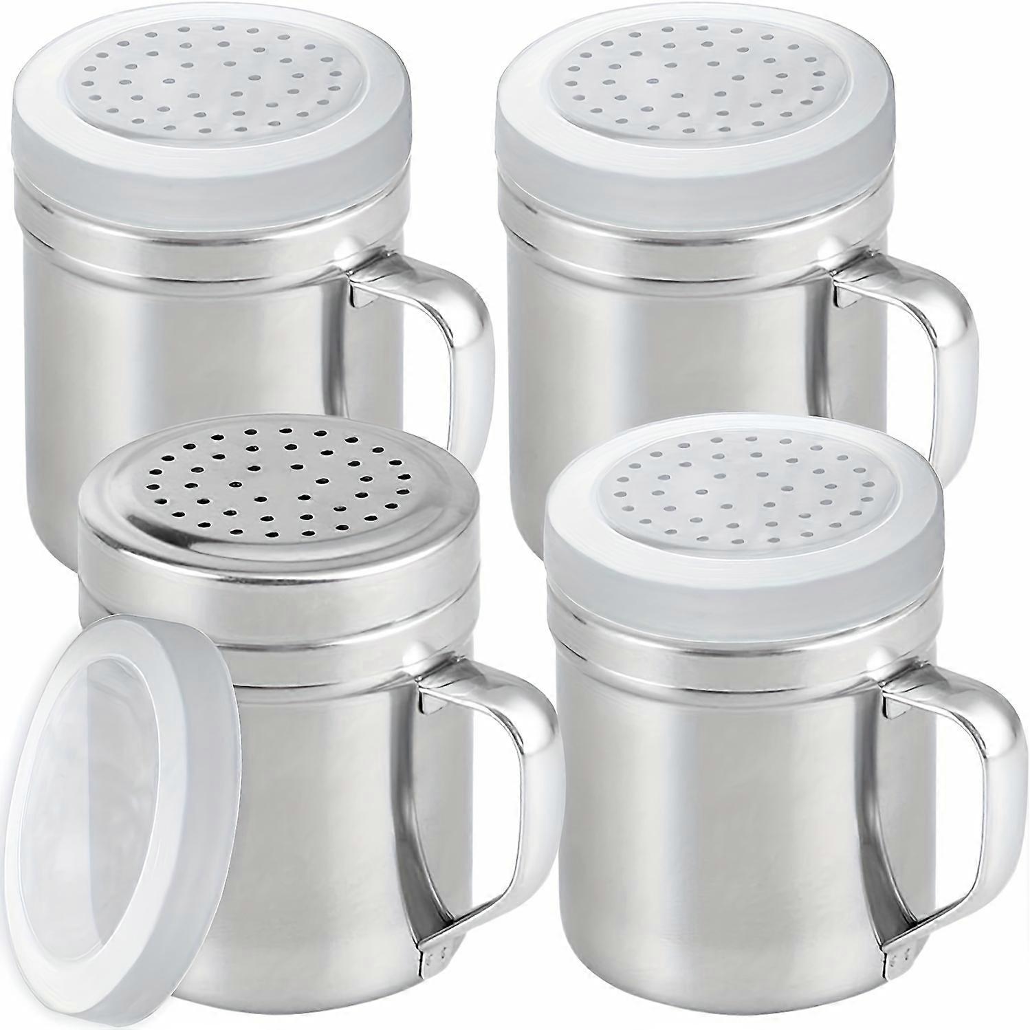4/6buc, 10oz Agitatoare de sare și piper din oțel inoxidabil cu capac și mâner, agitator de condimente, agitator de condimente, sticlă de condimente, agitator de sare, zahăr pudră