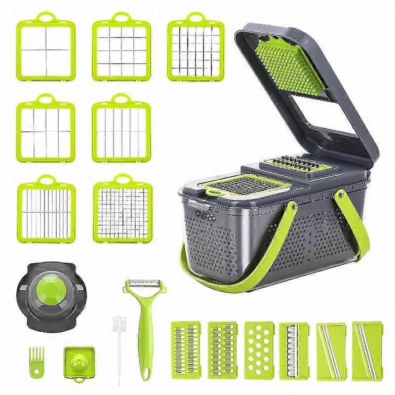 22 In 1 Kitchen Vegetable Shredder Cutting Tool With Container, Multifunctional Vegetable Chopper And Dicer, Suitable For Cucumber, Potato, Onion & To