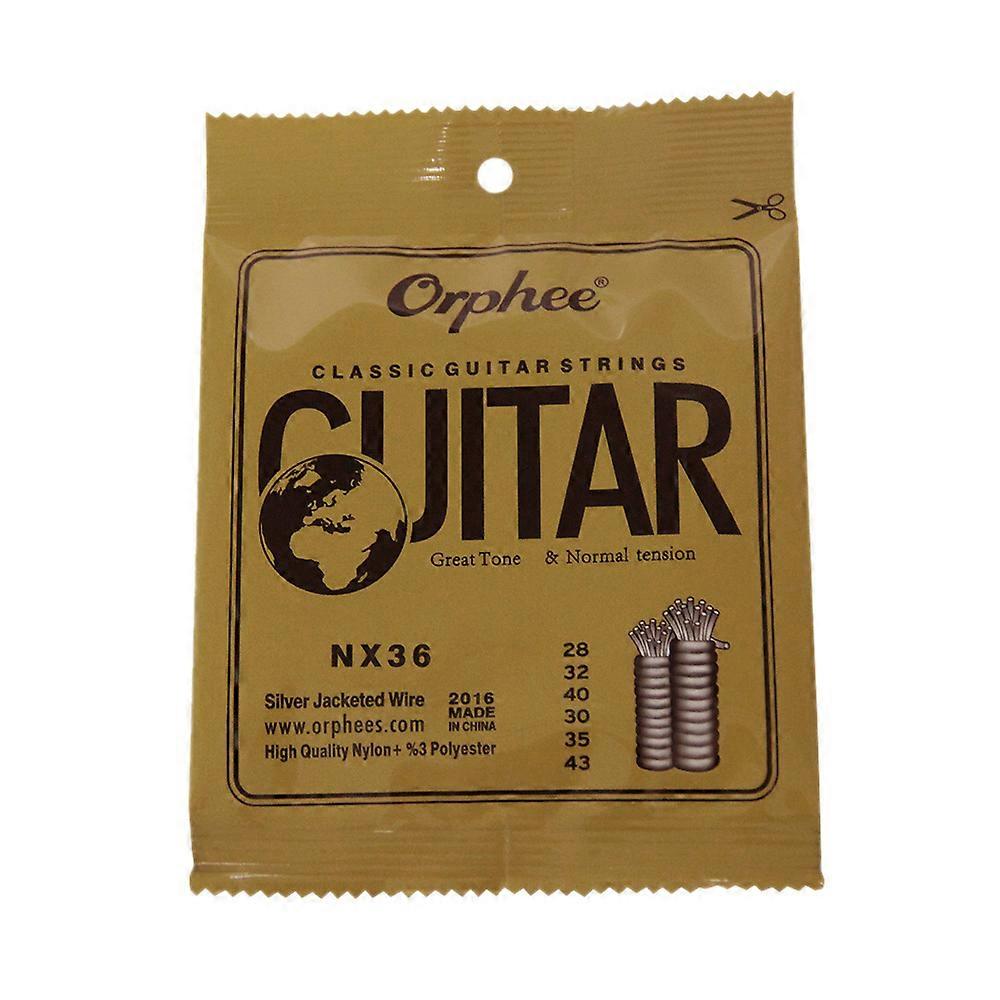 NX36 Nylon Classical Guitar Strings 6pcs Full Set Replacement (.028-.043) Nylon Core Silver Jacketed Wire Normal Tension