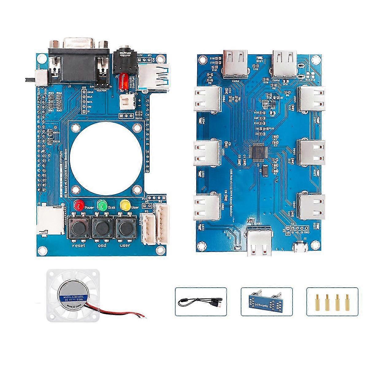 For Mister Fpga Io Analog Board V6.1+usb Hub V2.1 Board+fan For Terasic De10-nano Mister Fpga