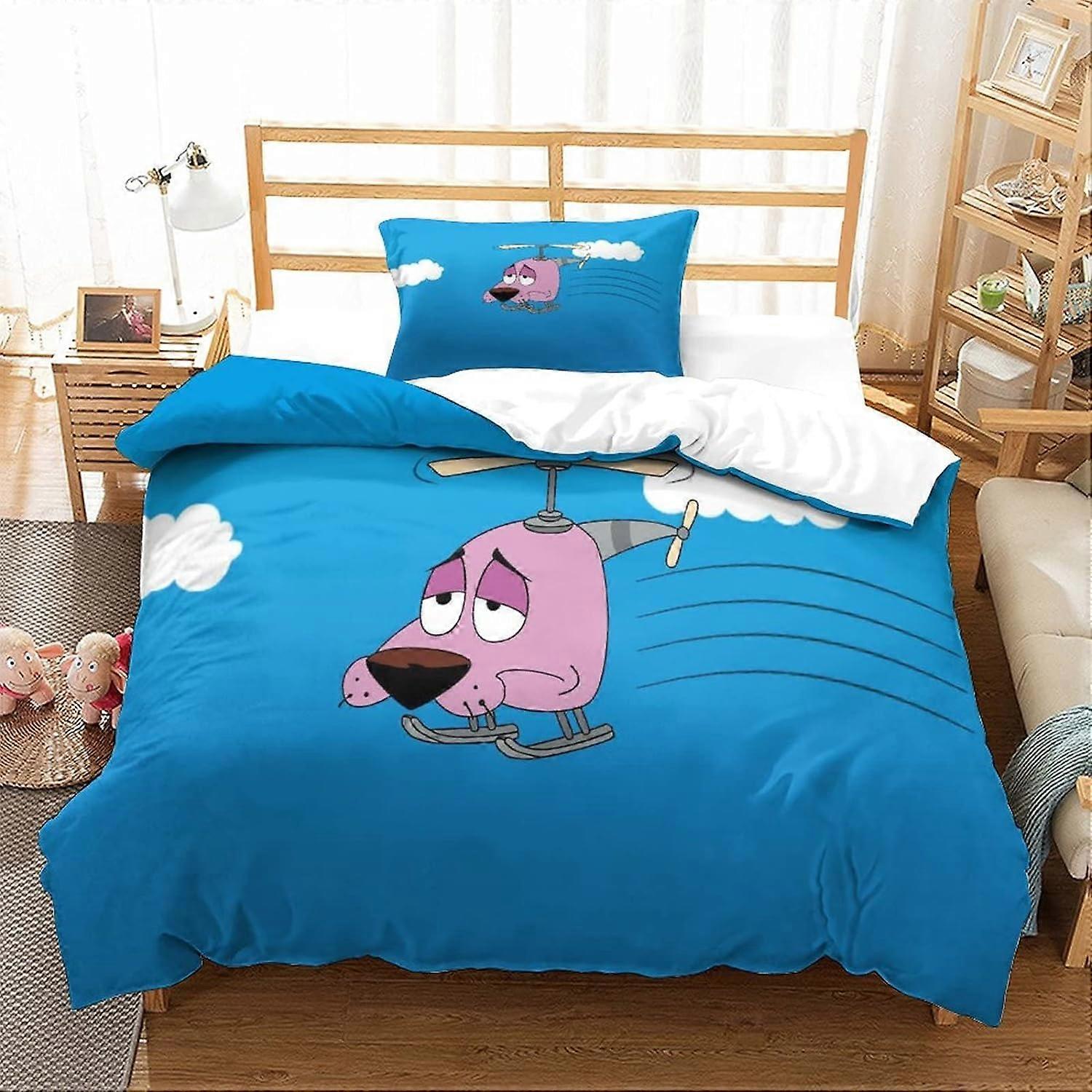 Cesaret Korkak Köpek Yatak Seti Erkek, Kız ve Gençler için Nevresimli Köpek Yatak Parçaları Tek 135 * 200 CM