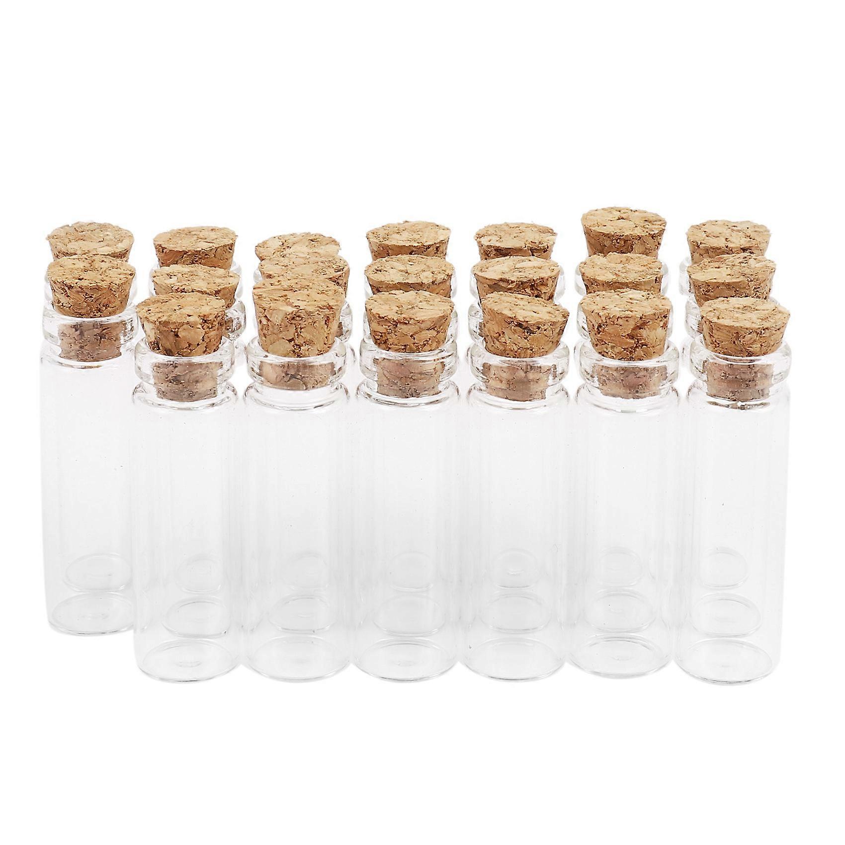 Lot de 20 mini flacons vides en verre transparent avec bouchon en liège (11 x 32 mm) de 2 ml