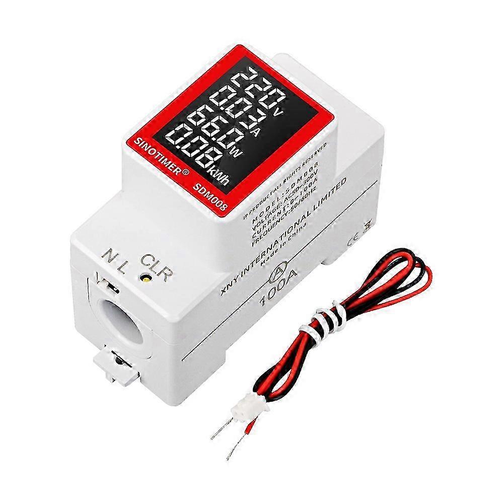 AC Din Rail Meter Digital Display Power Meter AC Voltmeter 50-300V Multi-Function Energy Meter SDM008