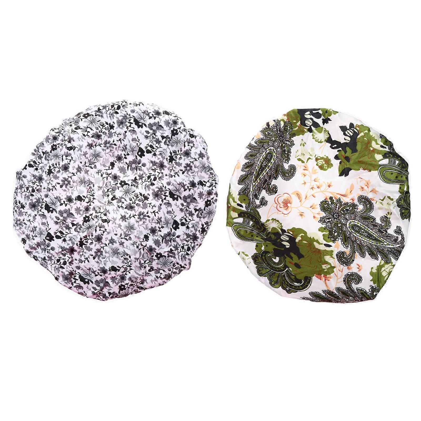 2pcs Impression Bain Imperméable Bonnet Douche Imprimée pour Femmes