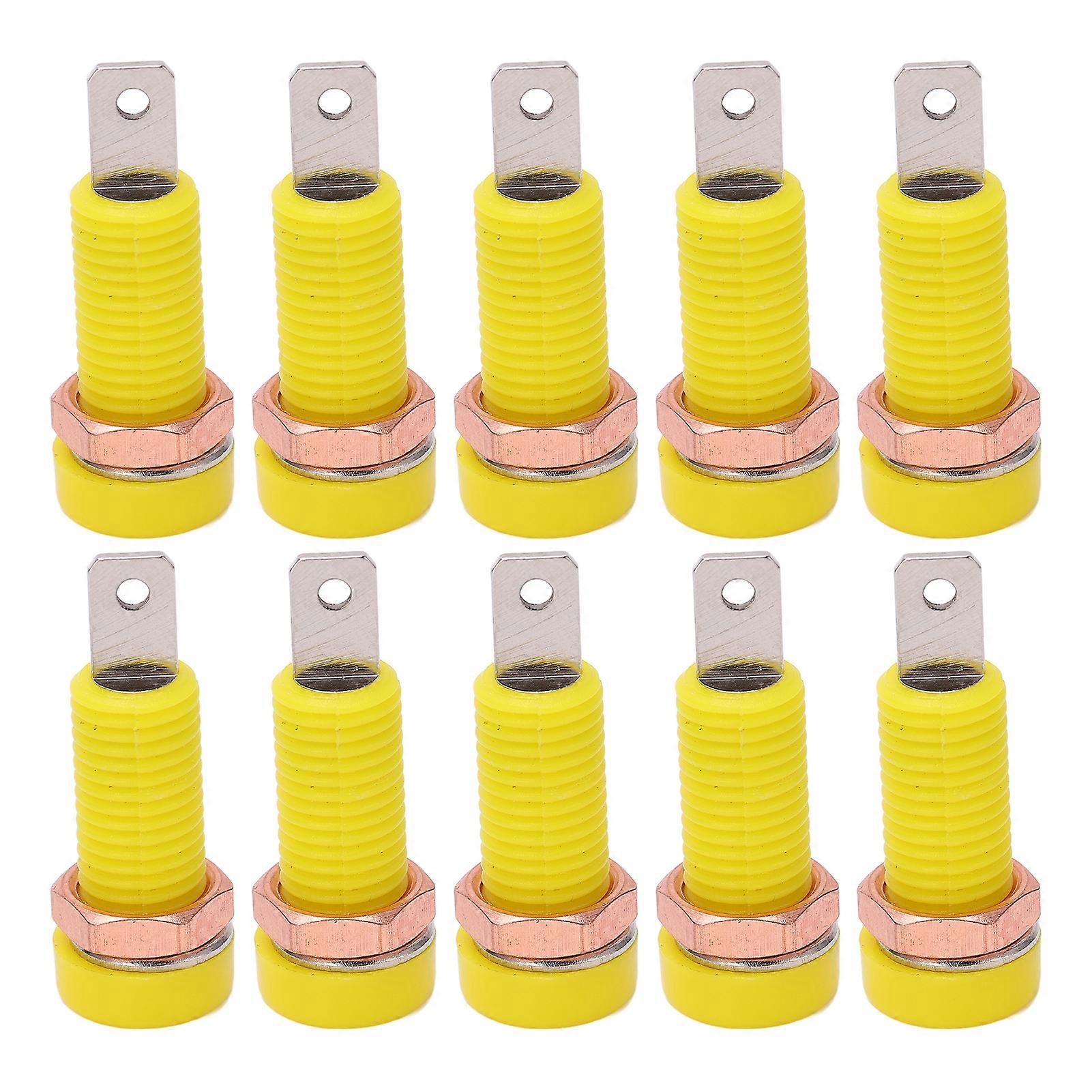 10 st 4 mm bananjacksuttag för montering av bindningsstolpe för elektroniska instrument, gul