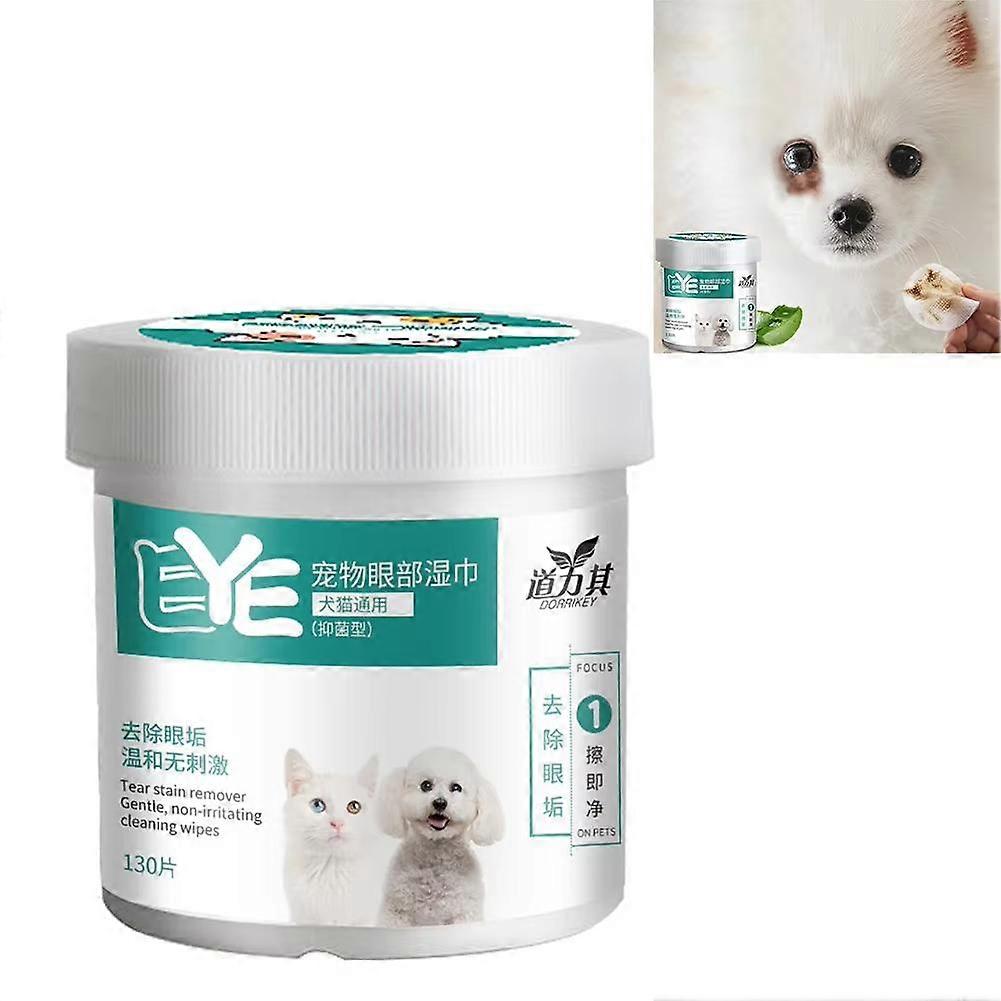 130 件/套狗猫清洁湿巾宠物眼湿巾美容泪渍去除剂温和无泡沫湿巾毛巾