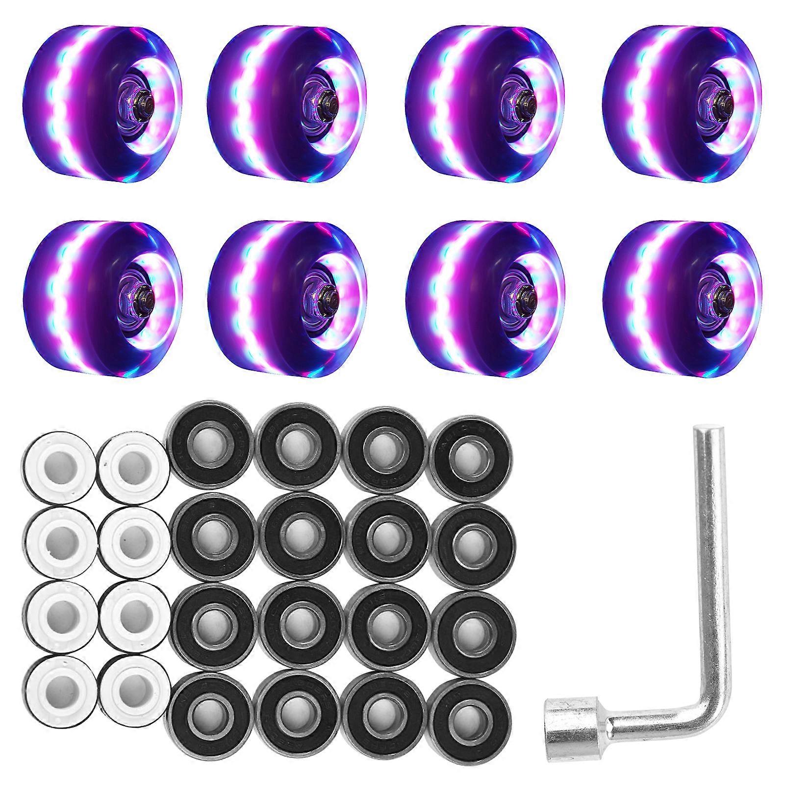 With Wrench Skateboard Replacement Cool Noiseless Double Row LED Lighting Wide Surface Flashing Roller Sports Skate Wheel