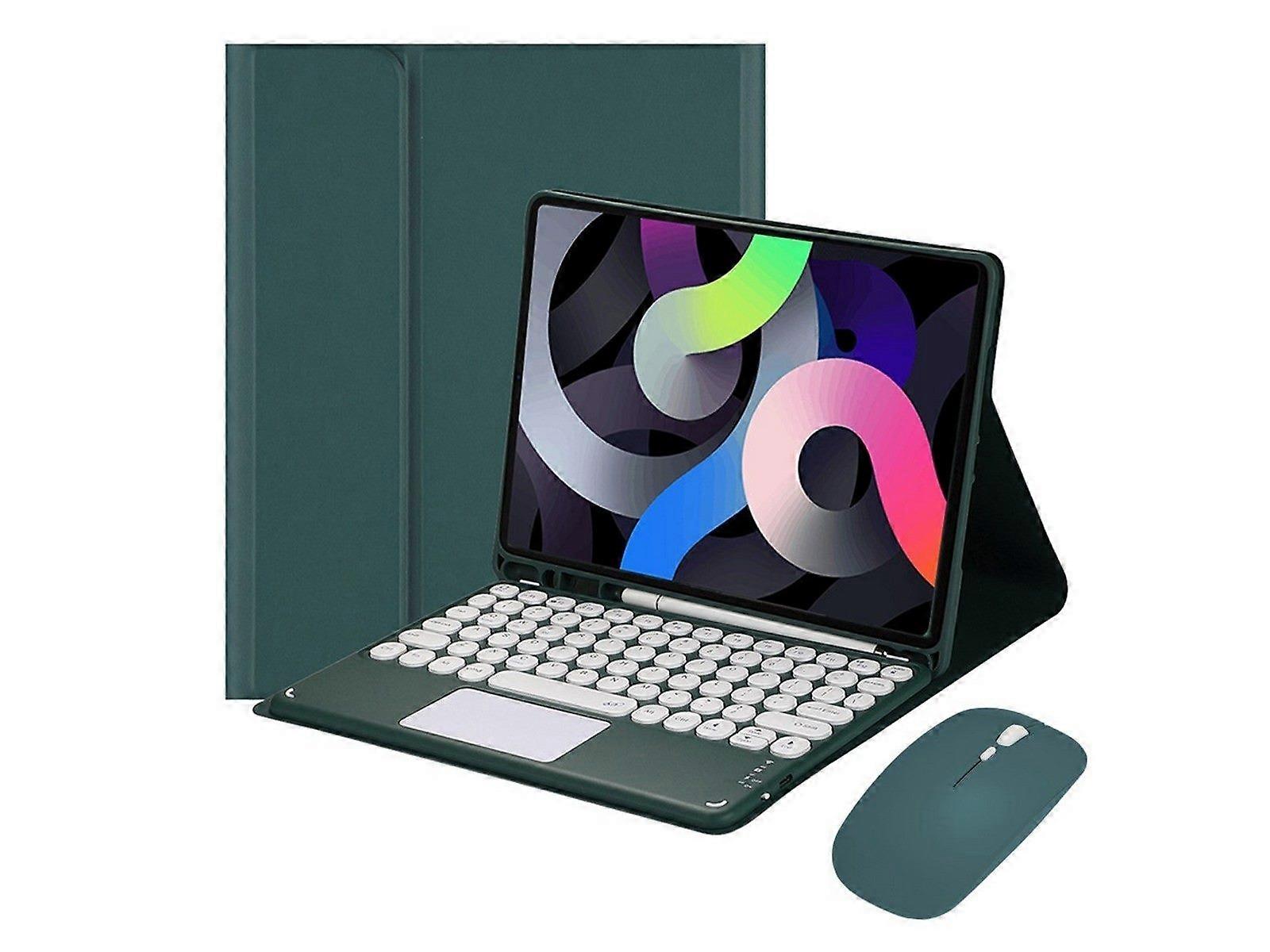 For iPad 10.9 inch Touchpad Bluetooth Keyboard Mouse Protective Case Set Green