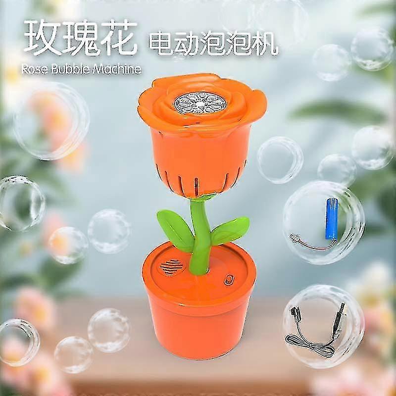 Flower Bubble Machine With Lights For Kids, Automatic Fireworks Bubble Maker, Bubble Toy For Wedding Parties