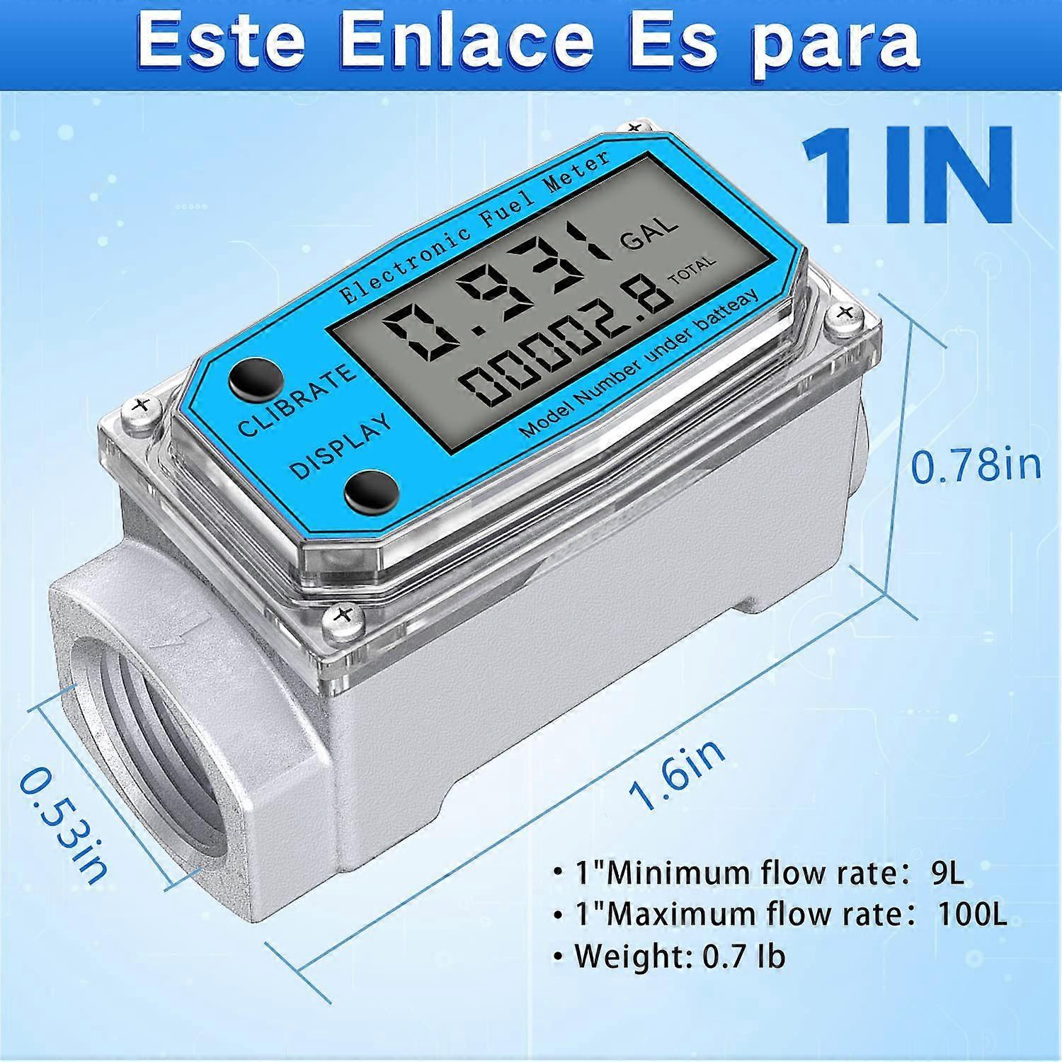 Caudalímetro Digital - G1/4 Y G1/2, Mide Flujo De 0,1 A 10 L/min, Para Aceite, Agua, Gasolina Y Más