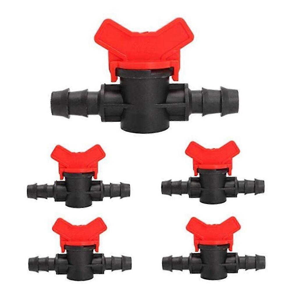 5 قطع PE خرطوم صمام الري محبس تدفق منظم البلاستيك خرطوم صمام 10MM أجزاء الري بالتنقيط الأحمر الأسود صمام التحكم في تدفق المياه لخرطوم المياه