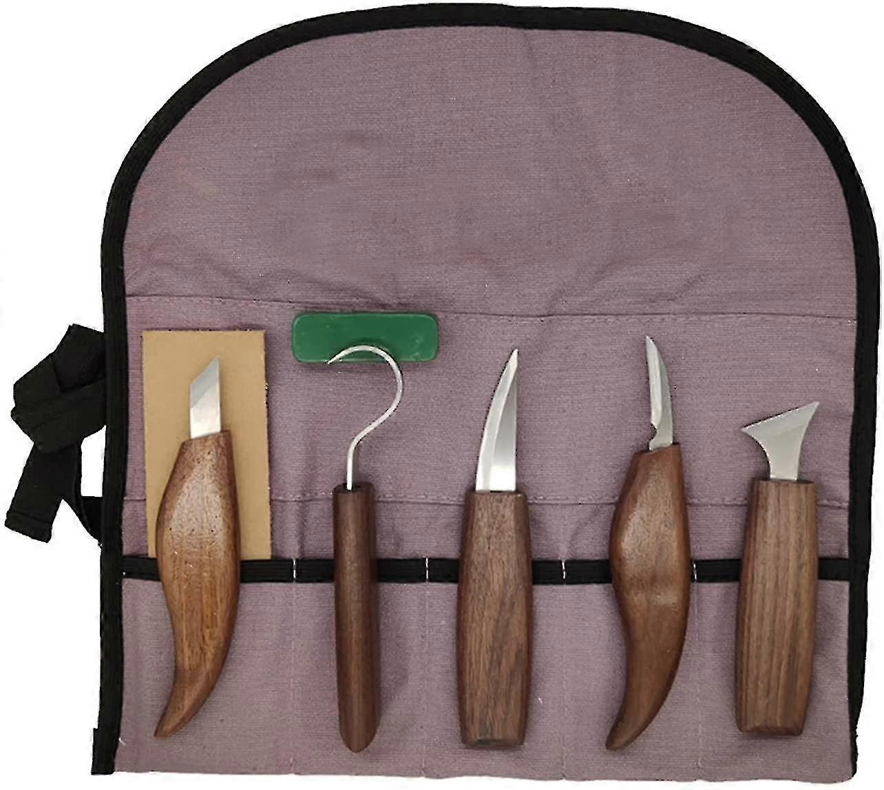 Th 7 In 1 Hand Carved Woodworking Knife Set Model Crafting Tool Wood Carving Spoon Carving Knifewood Color1set