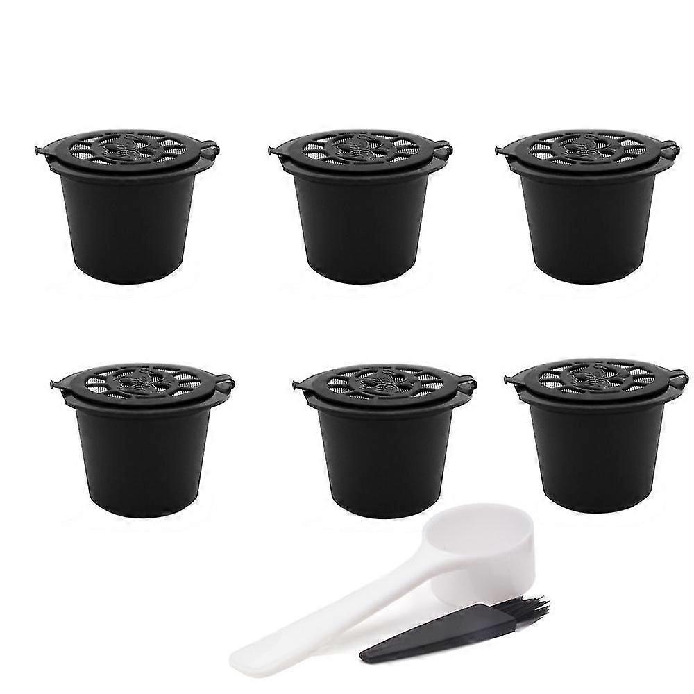 Reusable For Coffee Capsules Cup With Spoon Brush Refillable Coffee Capsule Refilling Filter -black