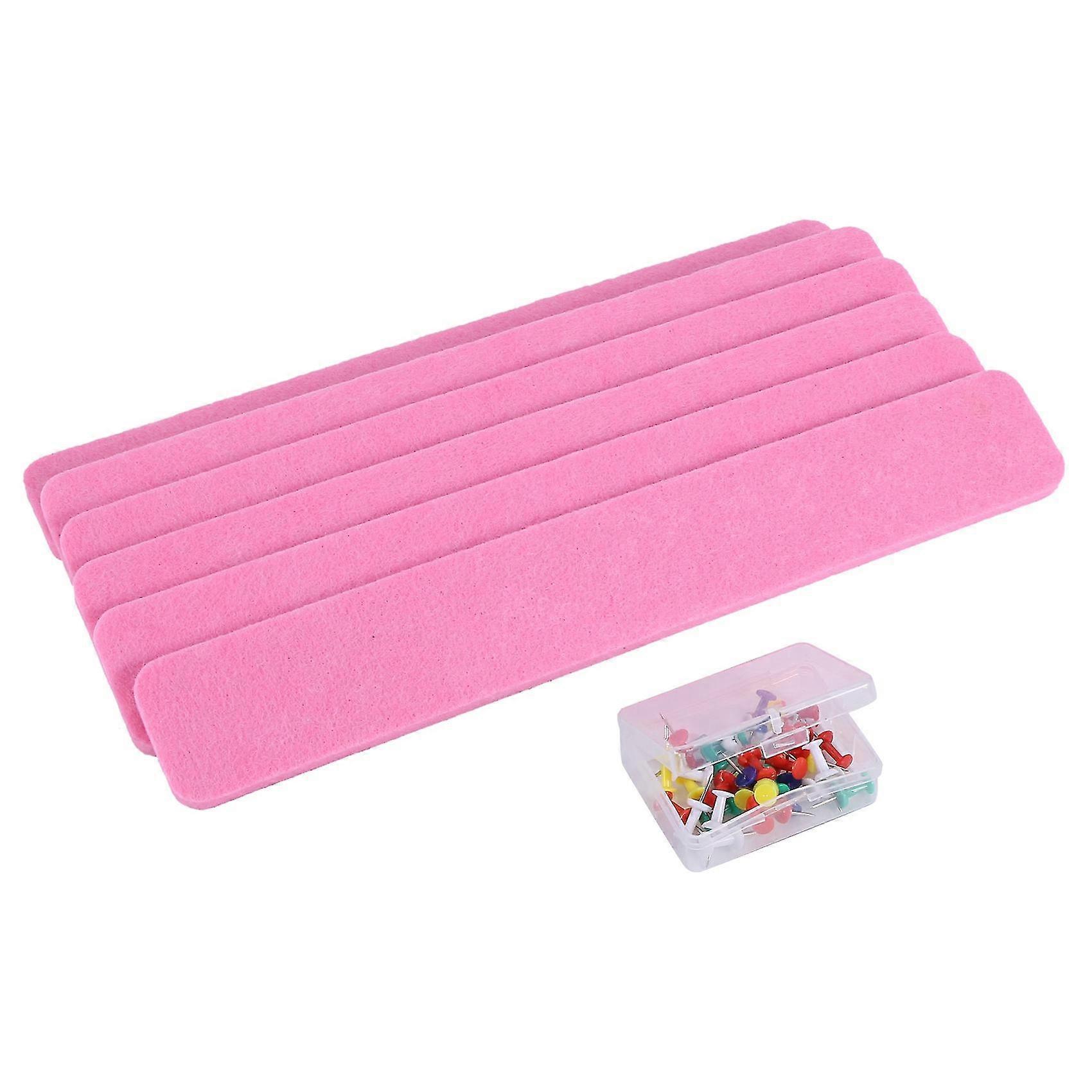 6pcs Felt Bulletin Board Bar Strip Self-adhesive Felt Board Strip For Office Classroom Home Wall Dec