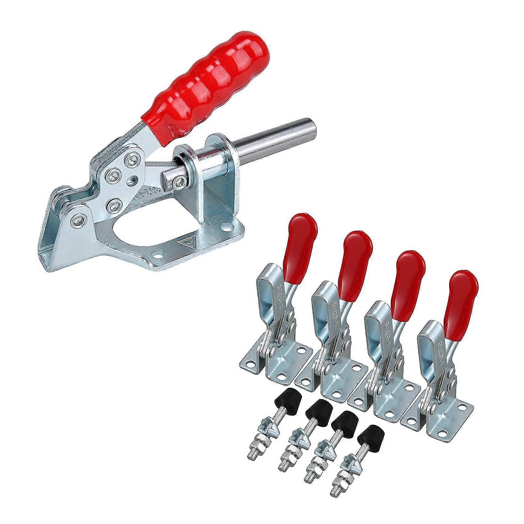5 Pcs Hand Tool: 1 Pcs 302fm Toggle Push Pull Type Clamp & 4 Pcs 201b Antislip Red Horizontal Clamp