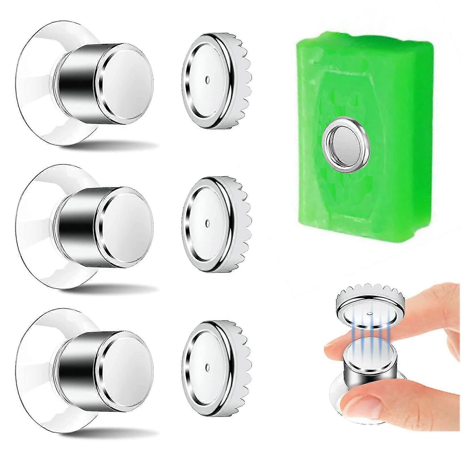 Set Of 3 Magnetic Soap Dish, Suction Cup Soap Dish - Strong Fixing, No Drilling Shower Soap Dish