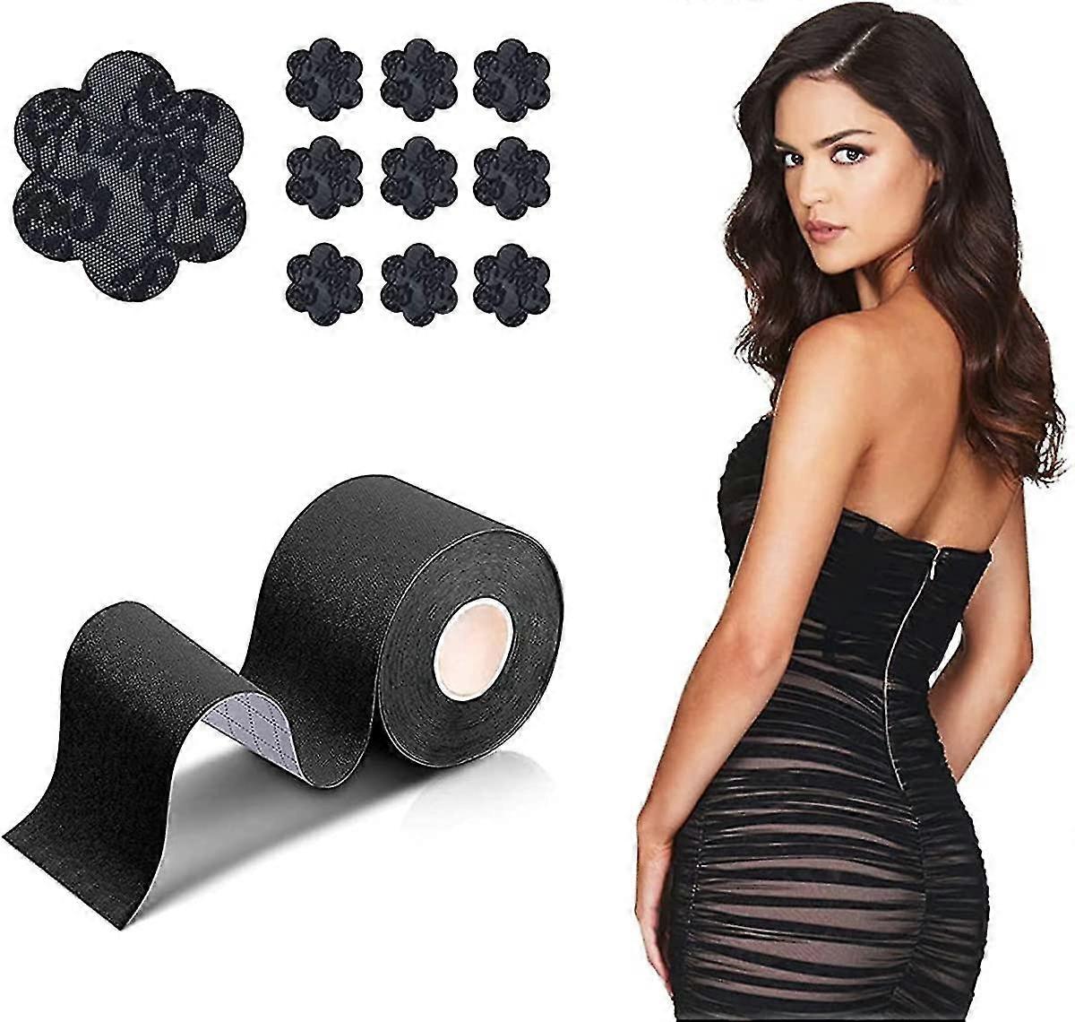 Invisible Breast Lift Tape With Lace Petal Backless Nipple Cover, Boob Tape Boobytape For Breast Lift A-g Cup