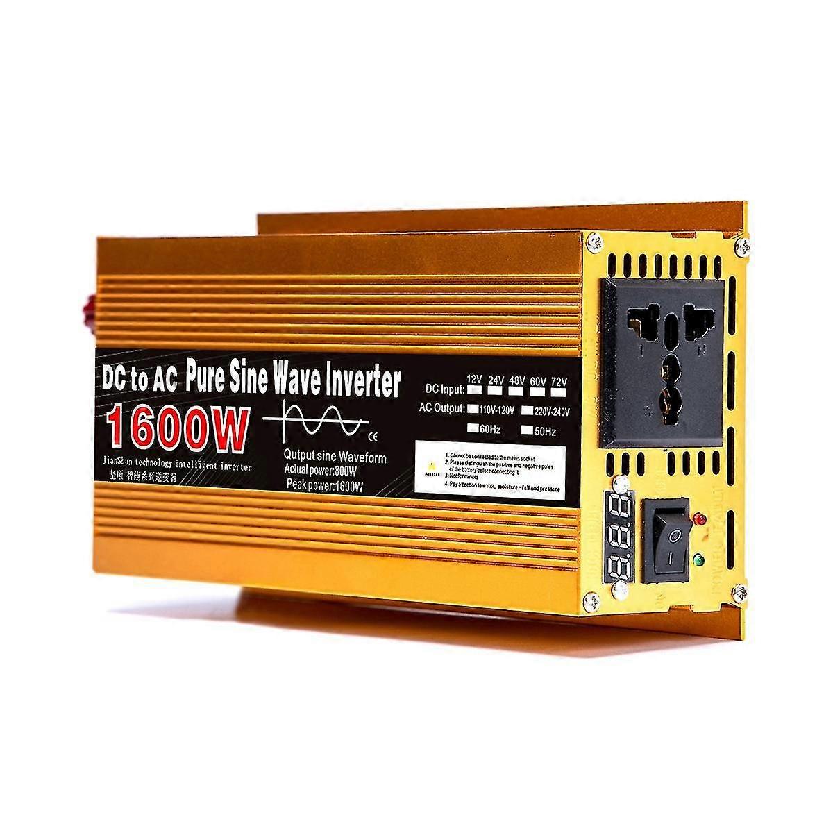 محولة موجة جيبية نقية عاكس 12 فولت إلى تيار متردد 220 فولت 1600 واط محول الطاقة الشمسية الكهروضوئية سيارة هوم أوتد