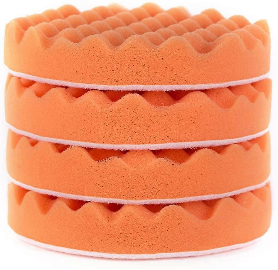 6 Heavy Cutting Pad Waffle Buffing Pads, Orange
