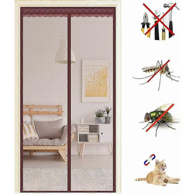 Magnetic Door Window Mosquito Net 130x220cm, Self-Adhesive Mesh Encryption Mosquito Net, Anti-Mosquito Magnetic Curtain Automatic Closure, No Drilling