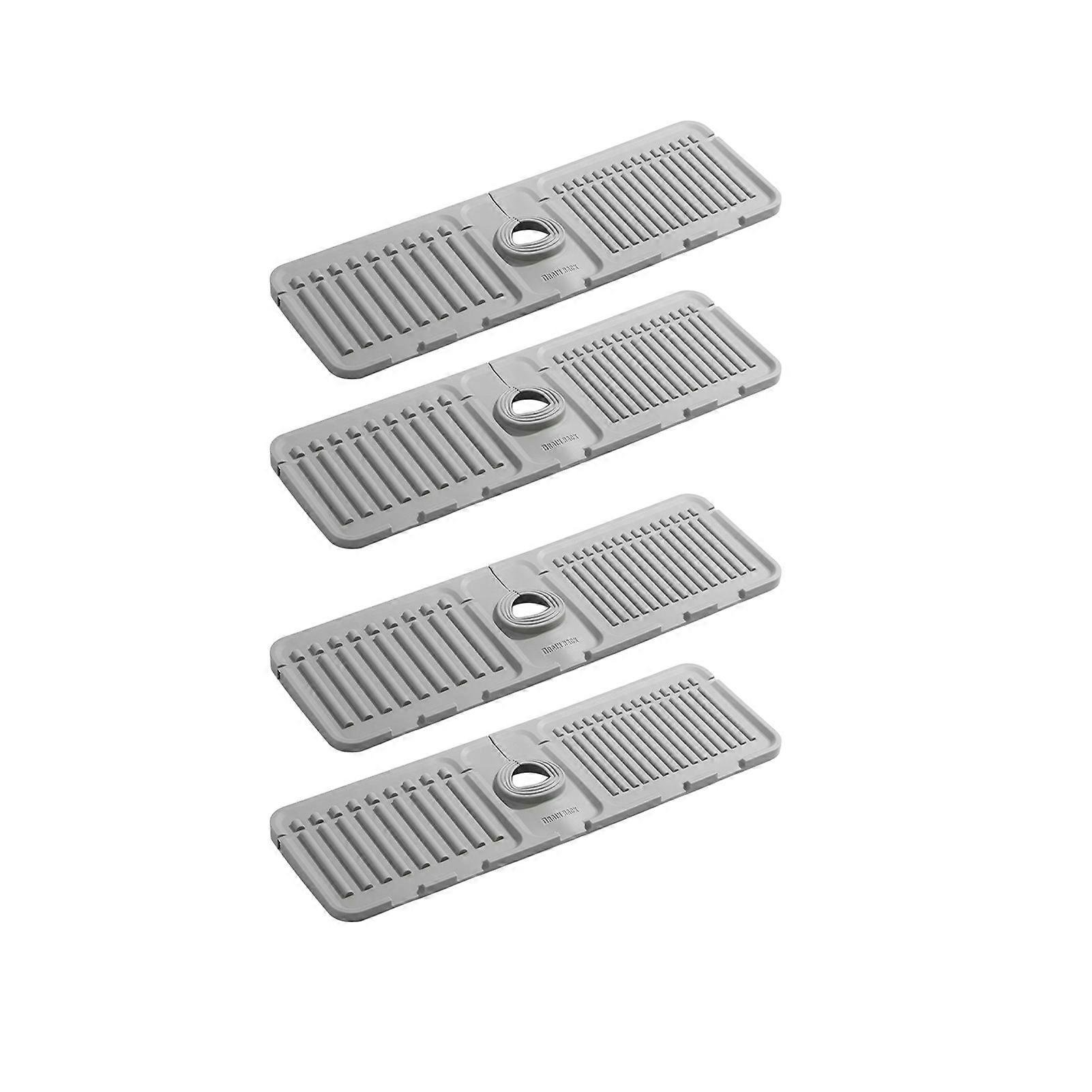 4Pcs Kitchen Sink Splash Guard Mat Silicone Faucet Drain Pad Fast Drying Stone Sink Tray Non-Slip Sink Protectors for Home Bathroom Laundry