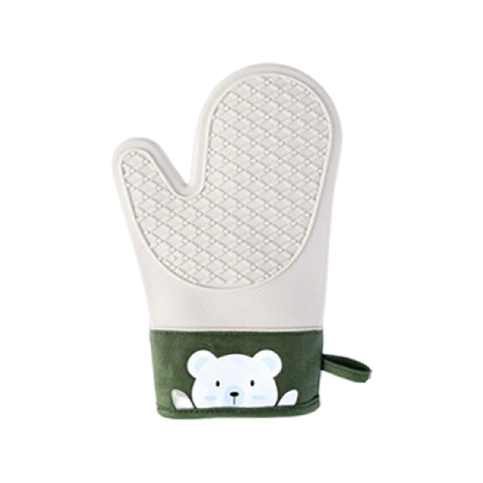 Oven Mitt Soft Non-slip Nordic Style Protective Hanging Hole Heat Insulation Silicone Cartoon Bear Microwave Glove Home Supply KAESI