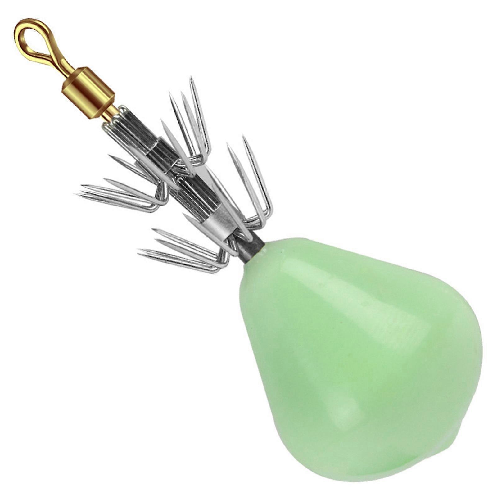 Kaesi 6cm 60g Squid Jig Hooks Front Swivel Umbrella Hook Fluorescent Cuttlefish Sleeve Fishing Lure Bait for Squid